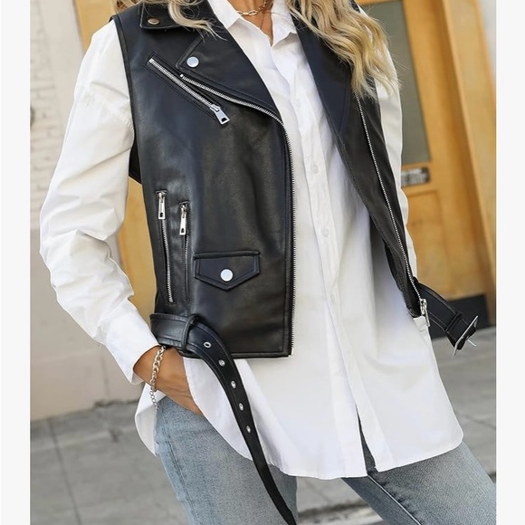 Black Faux Leather Vest Size L - Picture 4 of 11